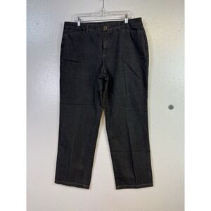 Kim Rogers Jeans Womens Sz‎ 16 Straight Leg Dark Wash Black Denim Stretch 38/30